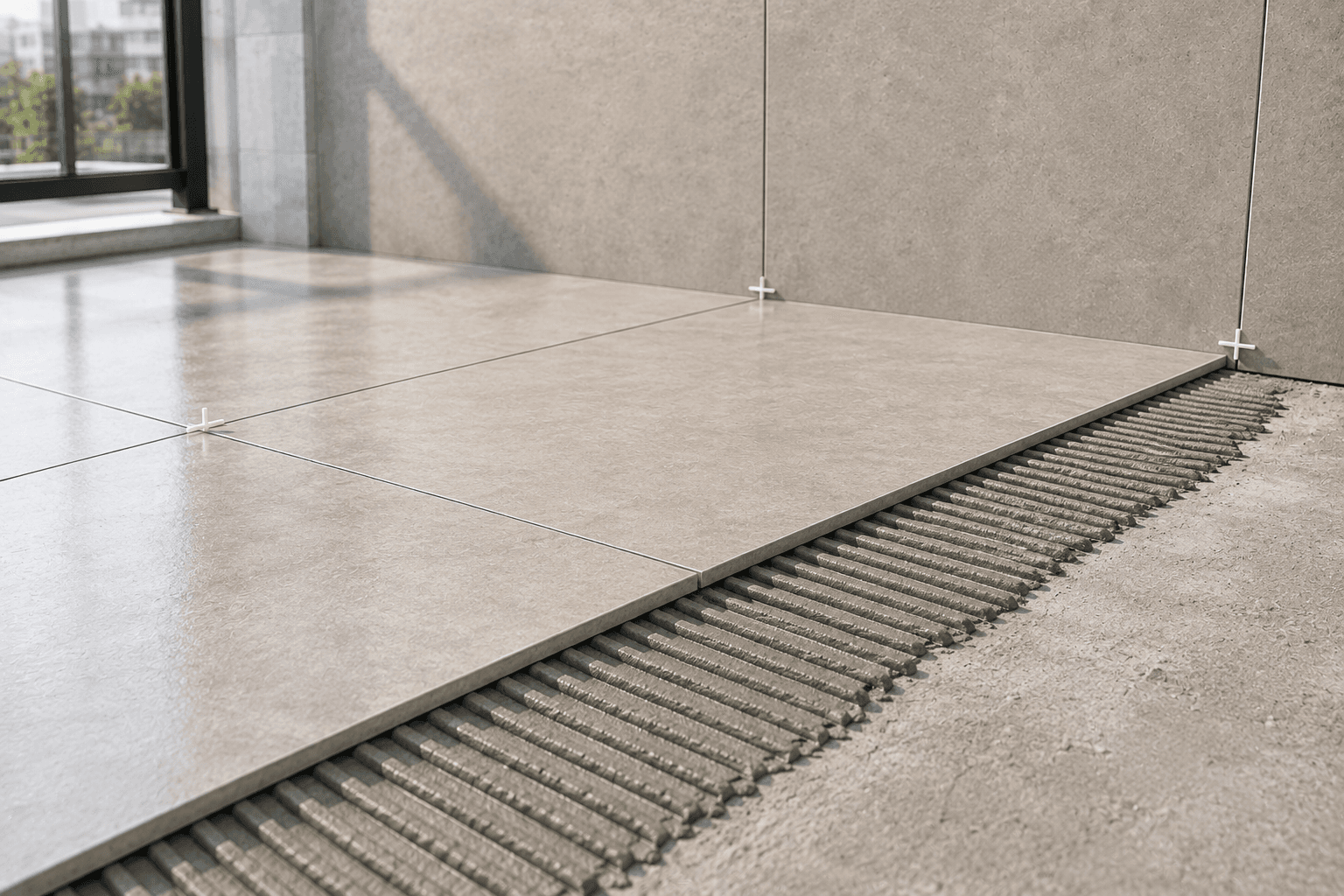 Tile adhesives application