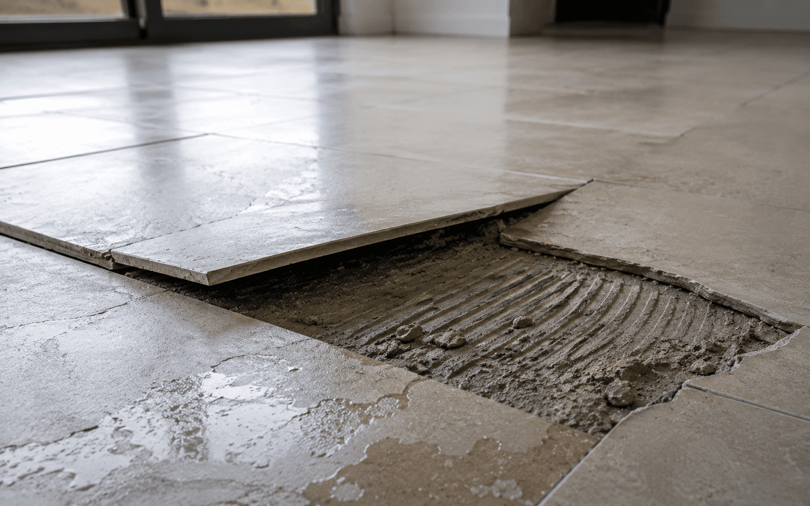 Loose or broken ceramic tiles
